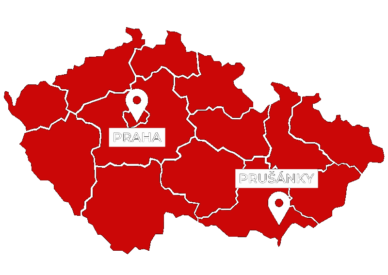 Mapa Českej republiky s pobočkami Special Turbo - Praha a Prušánky